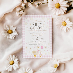 Convite Gingham, Cor-de-Rosa, Chá de fraldas de Ga
