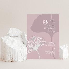 Convite Gingko Silhouette ・ Casamento Rosa Moderno