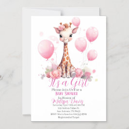 Convite Giraffe Girl Baby Shower Invitation