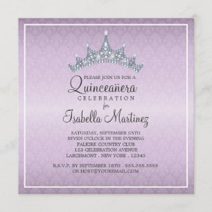 Convite Glam da celebração de Quinceanera da tia