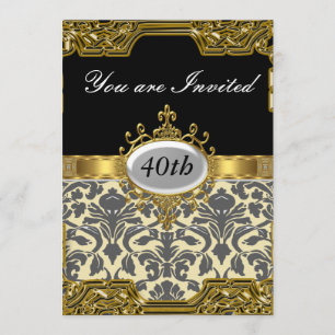 Convite Glamouroso de Aniversário Damask Quente