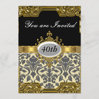 Convite Glamouroso de Aniversário Damask Quente