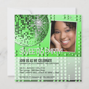 Convite Glamouroso Sweet Sixteen Bola de Discoteca