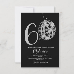 Convite Glitter Disco Preto Bold Moderno 60º Scrip