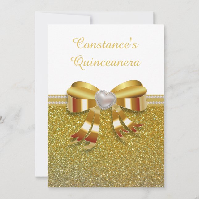 Convite Glitter Dourado para Quinceanera (Verso)