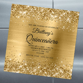 Convite Glittery Gold Foil Quinceañera