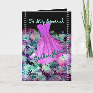 Convite GODDAUGHTER Flower Girl Purple Dress and Flowers