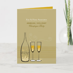 Convite Gold Champagne New Year Elegant Chic Holiday Party