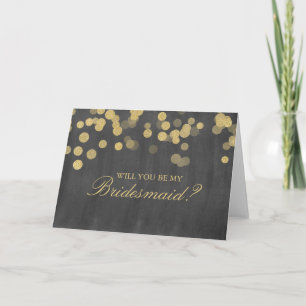 Convite Gold Glitter Bridal Party Request Cards