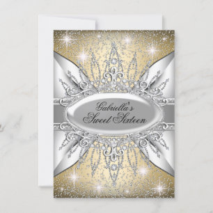 Convite Gold & Silver Sparkle Diamond Sweet 16