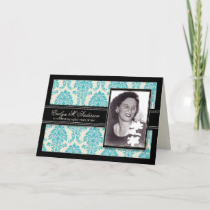 Convite Golden Years Damask Birthday CARD Invite (aqua)