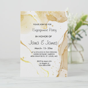 Convite    GoldEngagement Moderno para Cores de Á