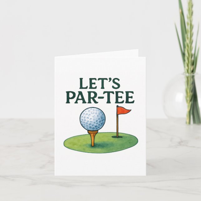 Convite Golf Let's Party with Golf ball on tee (Frente)