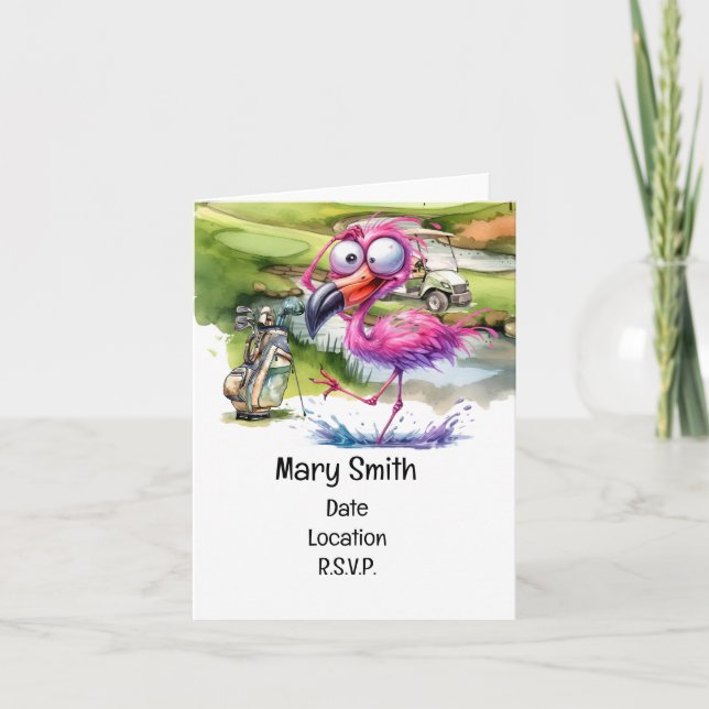 Convite Golfing Flamingo Unite: Uma festa de golfe de aniv (Frente)