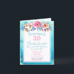 Convite Gordo Watercolor Floral 30 e Fabuloso<br><div class="desc">Convide seus amigos para comemorar seu aniversário com lindas flores de aquarela em um fundo azul de aquarela. Personalize facilmente o convite com os detalhes da sua festa. Clique em "Personalizar este modelo" e substitua o texto do modelo com seus próprios detalhes. Adicione um dentro de nota pessoal extra a...</div>