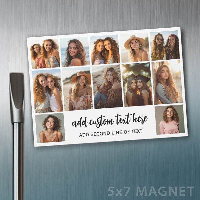Convite Grade de colagem de 12 fotos - 2 caixas de texto - (Photo Magnet - 5x7)