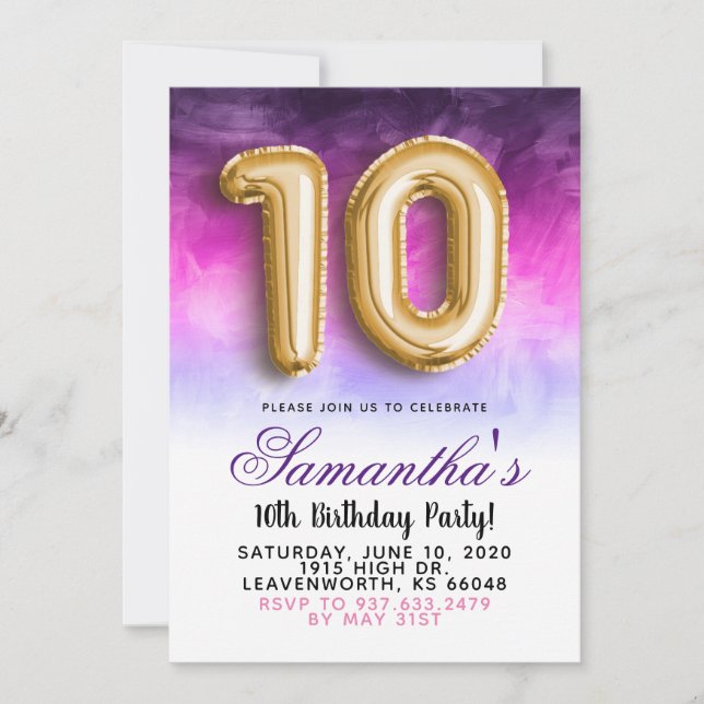 Convite Gradiente de 10º Aniversário (Frente)