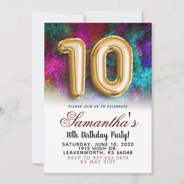 Convite Gradiente de 10º Aniversário (Frente)