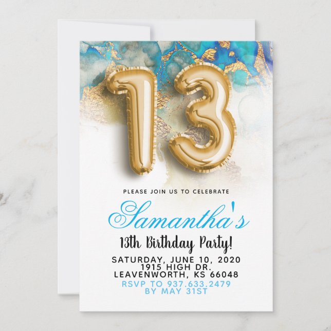 Convite Gradiente de 13º Aniversário (Frente)