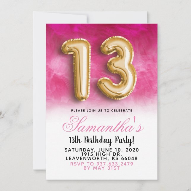 Convite Gradiente de 13º Aniversário (Frente)