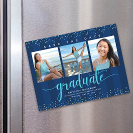 Convite Graduação 3 Marinho de Foto Azul Salvar o Moderno 