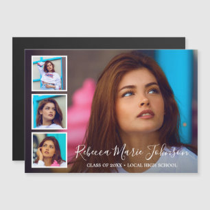 Convite Graduação de Colagem de Fotos de Script Elegante