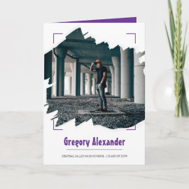 Convite Graduação de Foto de Abstrato Brushbird Edgy Roxo