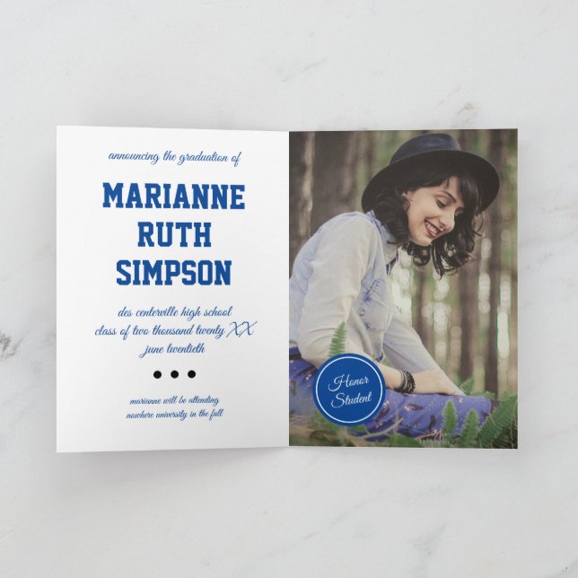 Convite Graduação de Foto em Círculos Azuis (Interior)