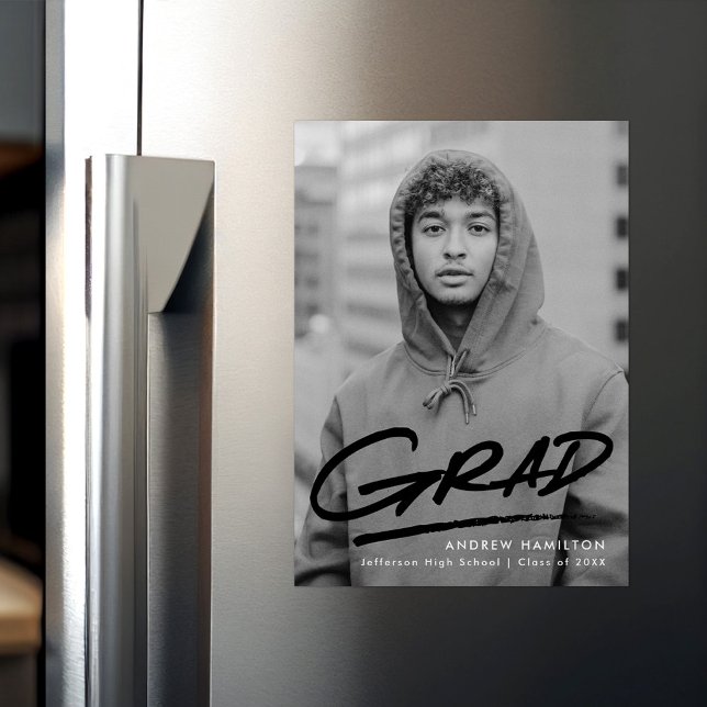 Convite Graduação de Foto Preta Moderna Dash (Criador carregado)