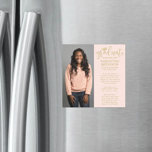Convite Graduação de Foto Rosa e Dourada 1 com Blush de Sc