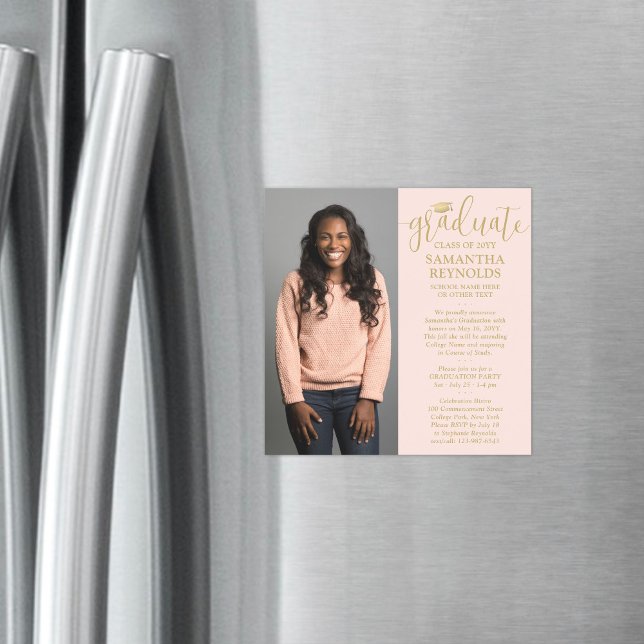 Convite Graduação de Foto Rosa e Dourada 1 com Blush de Sc (Criador carregado)