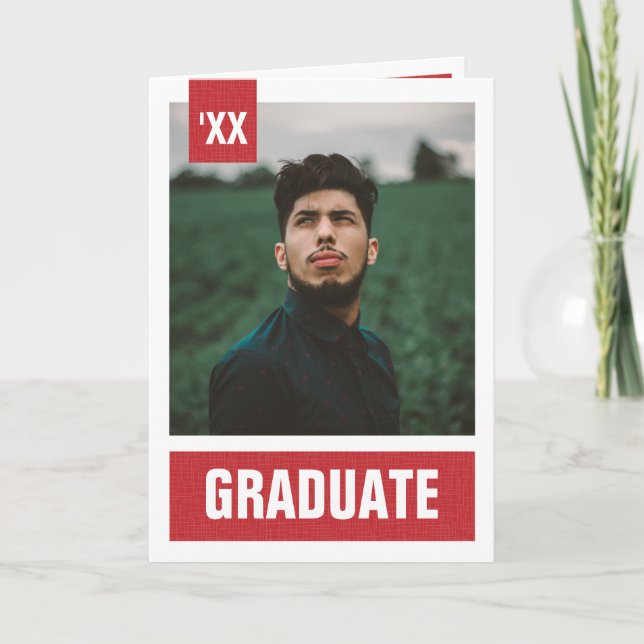 Convite Graduação de Foto Texturizada Moderna Vermelha (Frente)