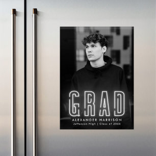 Convite Graduação de Foto Vertical Neon Branco Moderno