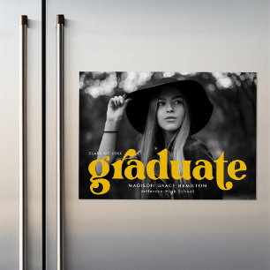 Convite Graduação de Fotografia de Tipografia Amarela Negr