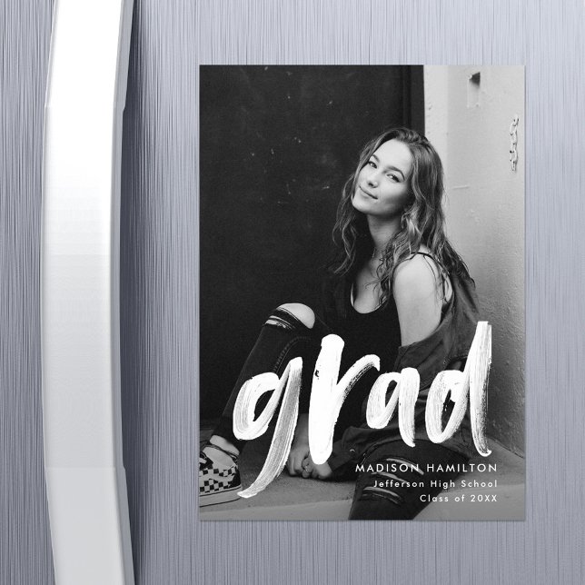 Convite Graduação de Fotos com Script de Pincel Moderno (Criador carregado)