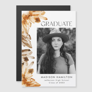 Convite Graduação de Fotos de Cristais Laranja Aquarela