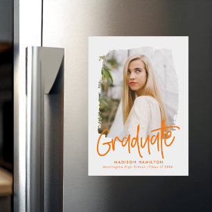 Convite Graduação de Fotos do Script Laranja Preppy