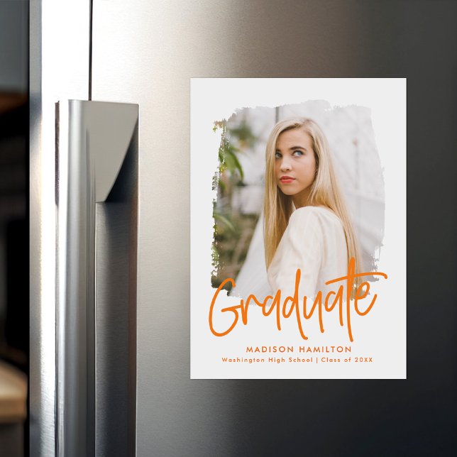 Convite Graduação de Fotos do Script Laranja Preppy (Criador carregado)