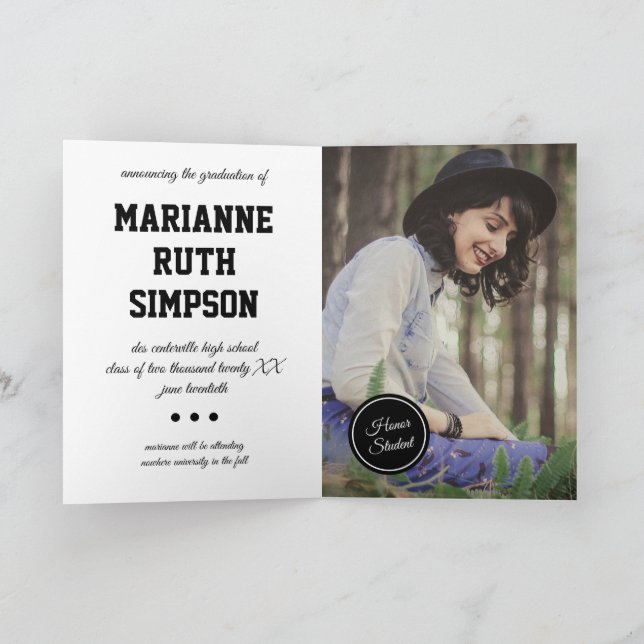 Convite Graduação de Fotos em Círculos Pretos (Interior)