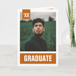 Convite Graduação de Fotos Moderna de Laranja Queimada Tex