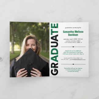 Convite Graduação de letras grande e grande cor verde