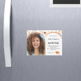 Convite Graduação em arco de fotos em beige de flores selv