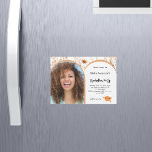 Convite Graduação em arco de fotos em beige de flores selv