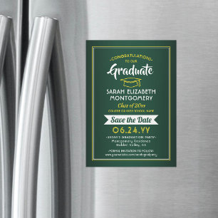 Convite Graduação Salva a Data Elegante Verde Amarelo Do