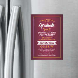 Convite Graduação Salvar a Data Marrom Vermelho e Dourado