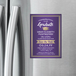 Convite Graduação Salve a Data Elegante Púrpura Branco Dou