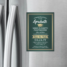 Convite Graduação Salve a Data Elegante Verde Branco Doura