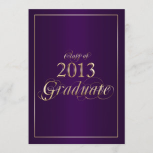 Convite graduado elegante roxo e do ouro 2013