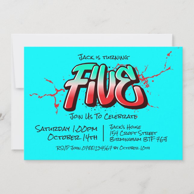 Convite Graffiti Cinco Brilhante (Frente)