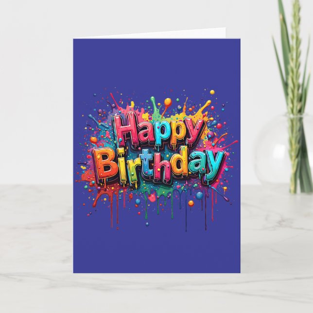 Convite Graffiti Style Happy Birthday Card (Frente)